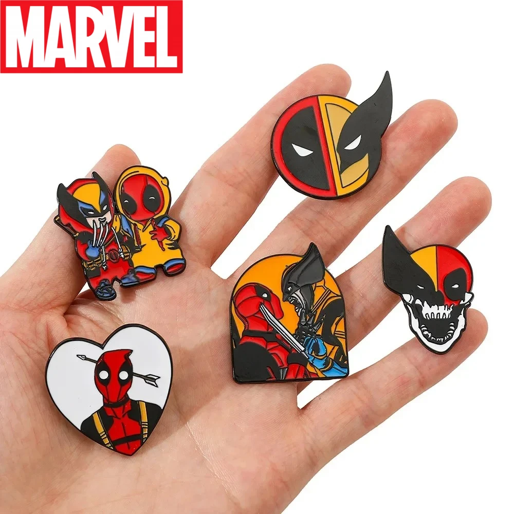 Broche de la película Marvel Deadpool y Wolverine, insignia de figura de Anime, Pin esmaltado de Metal creativo, accesorios para mochila, regalo de cumpleaños