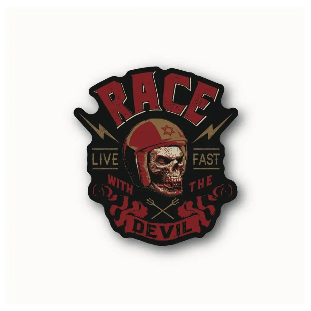 Race With The Devil Waterproof Stickers For Decorating Car Windows Motorcycles And Computers.