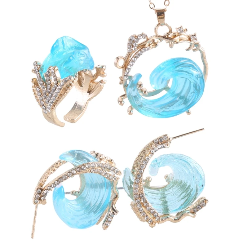 

Trendy Ocean Themed Essences Jewelry Set Stylish Necklace and Earrings for Ladies' Elegant Designs Casual Wear 37JB