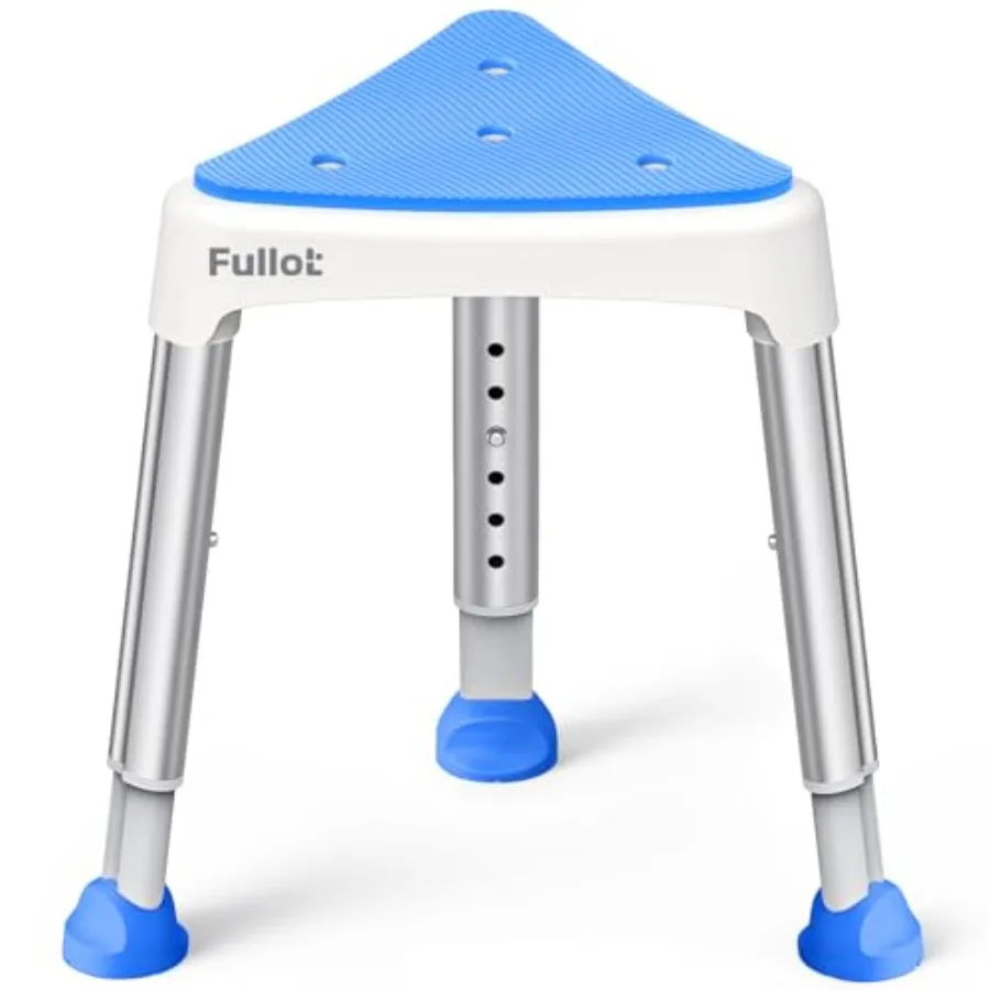 

Space-Saving Triangular Shower Chair for Inside Shower with EVA Pad, 400 lbs Adjustable Shower Stool for Elderly and Disabled,
