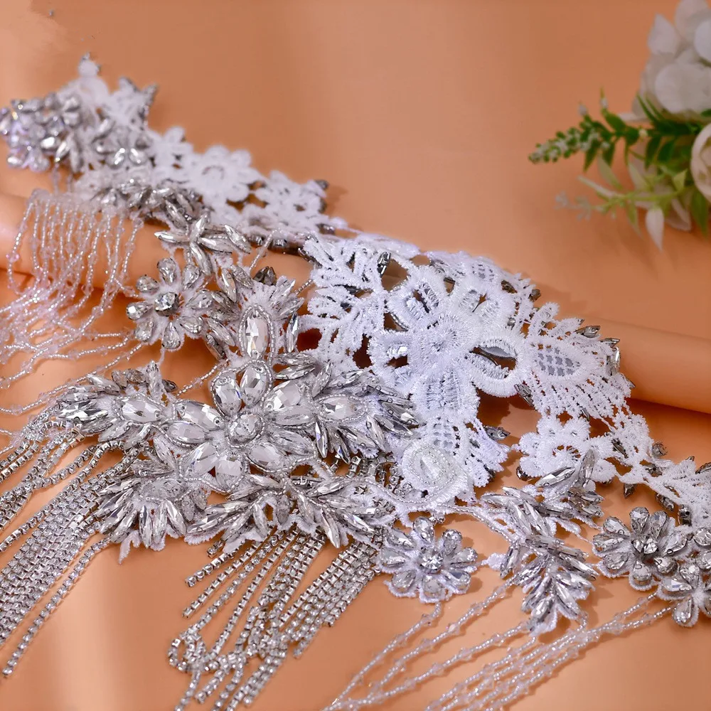 Silver Crystal Bridal Shawl Multi-Layered Tassel Shoulder Chain Wedding Dress Accessory Ladies Body Chain