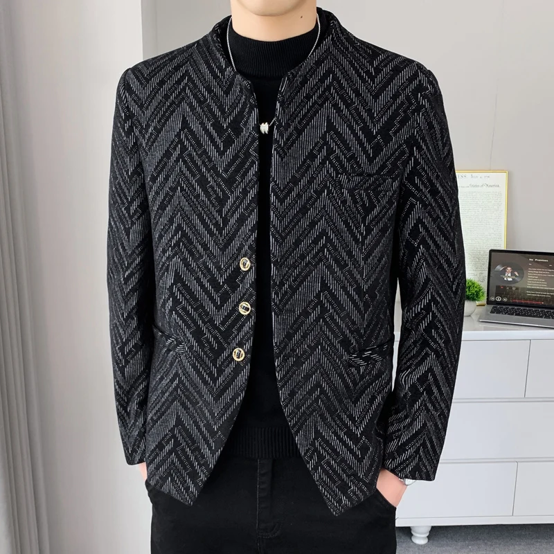 

New autumn and winter thick men's fashionable and stylish casual jacket, trendy Korean-style men's suit jacket