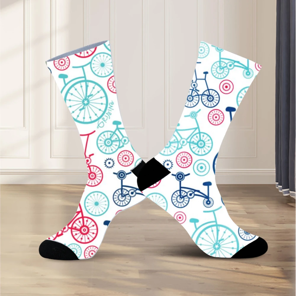 Chaussettes drôles de dessin animé pour hommes et femmes, chaussettes créatives, personnalité, tendance de la mode, couples, nouveau, 2024, 03, cyclisme