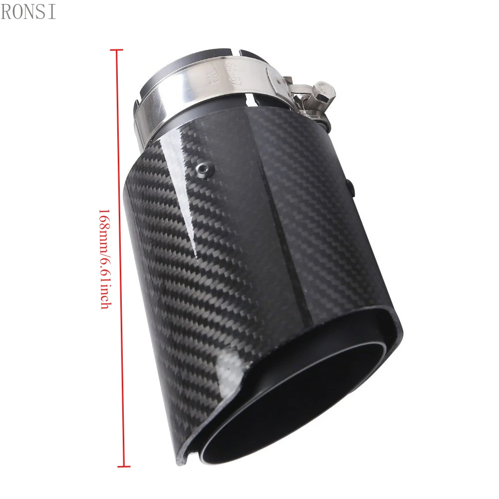 

RONSI 1 Pcs Universal Car Glossy Carbon Fiber Black Muffler Tip Exhaust System Pipe Mufflers Nozzle Universal Straight Stainless