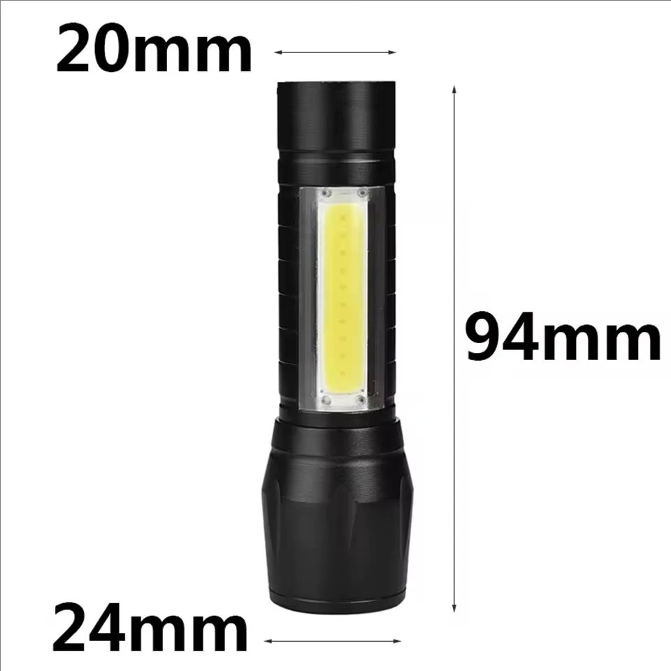 Portable USB Rechargeable Mini LED Flashlight Zoom COB Work Light Built-in Battery Torch Lamp 3 Mode Waterproof Emergency Light