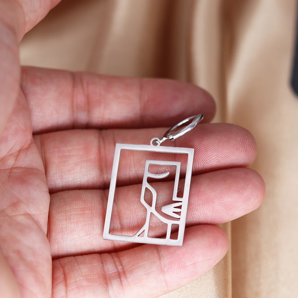 QIAMNI Unique Elegant Metal Hoop Earrings for Women Girls Geometric Statement Dangle Drop Earring Fashion Jewelry Birthday Gift image 5