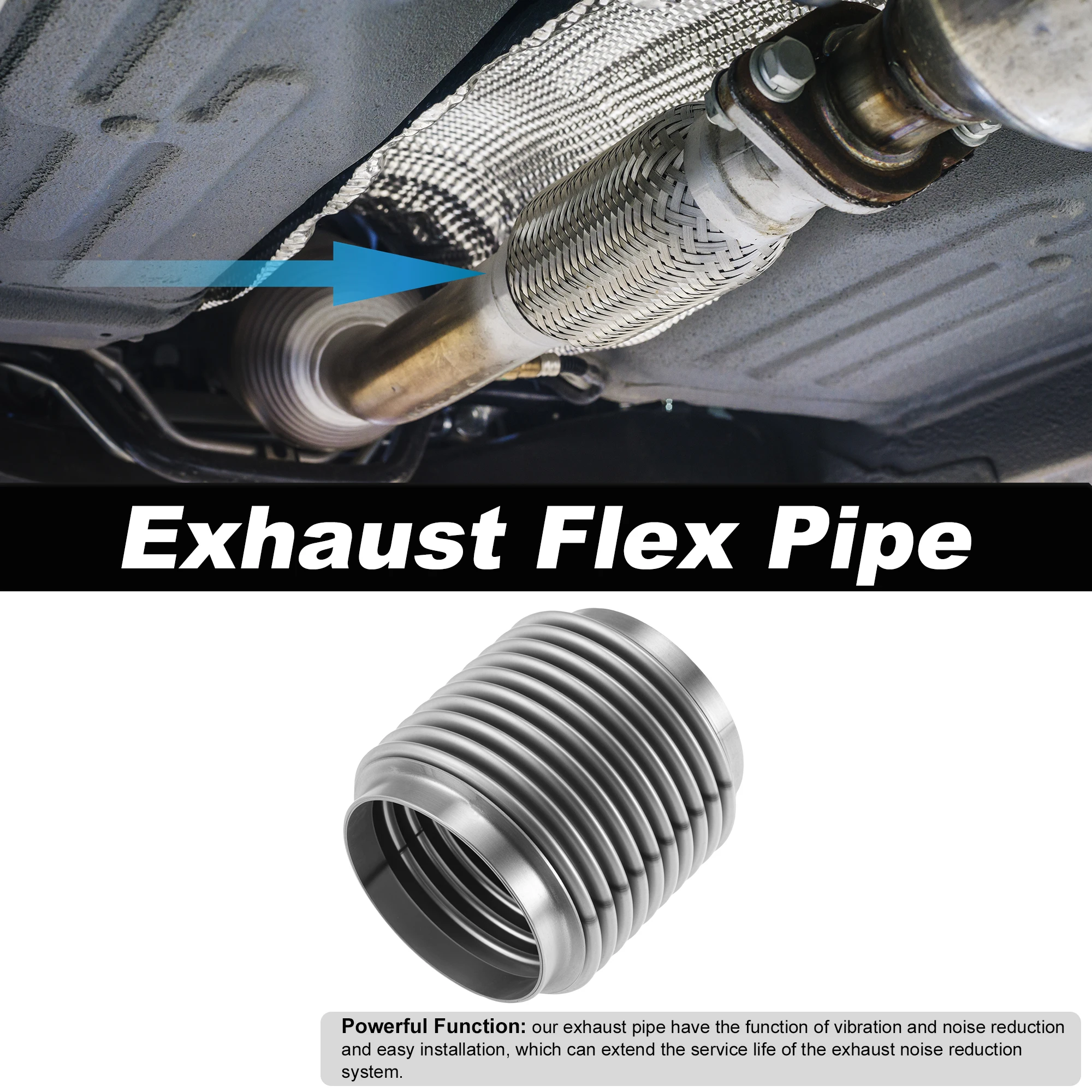 

UXCELL Universal 76mm ID Exhaust Flex Pipe 100mm Length Stainless Steel Exhaust Pipes Muffler Tube Replacement Car Accessories