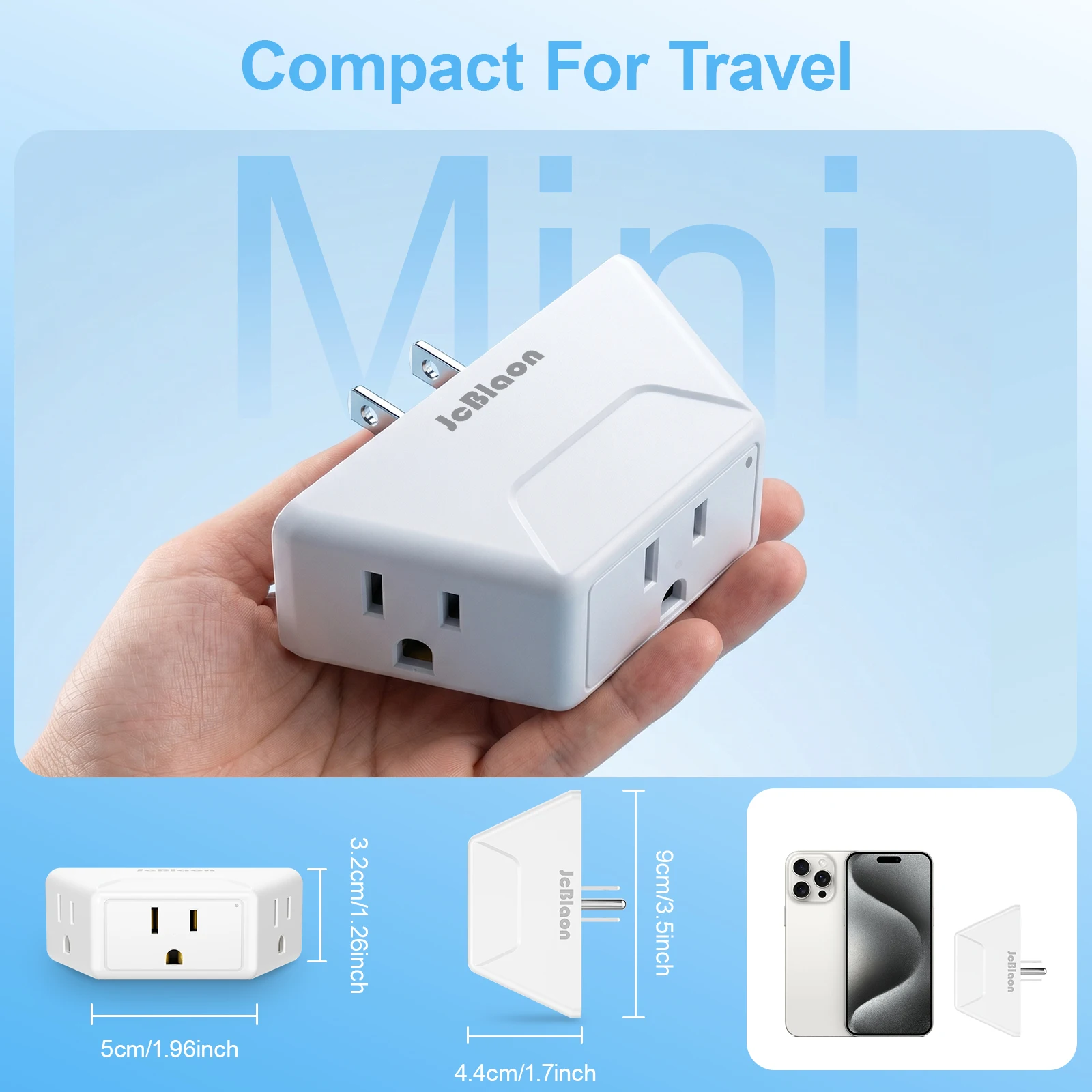1875W/15A Power Strip Multi Tap Universal US Plug AC Outlet Charge Multi-interface Expansion Socket Small-sized Wall Socket Home