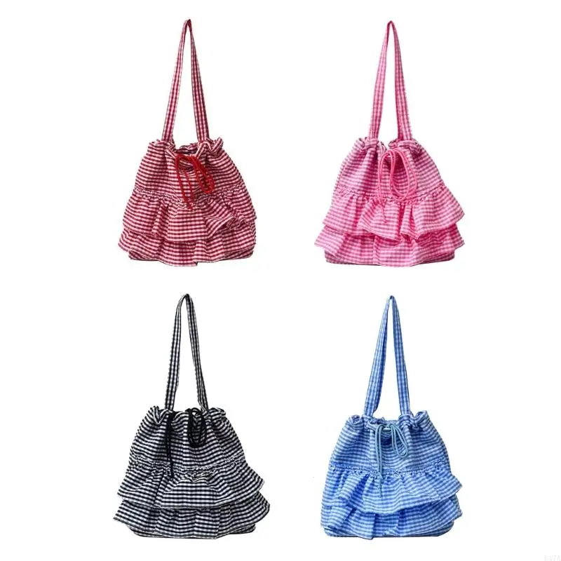 

Unique Plaids Canvas Shoulder Bag Spacious Interior Handbag For School Or Travel 547A