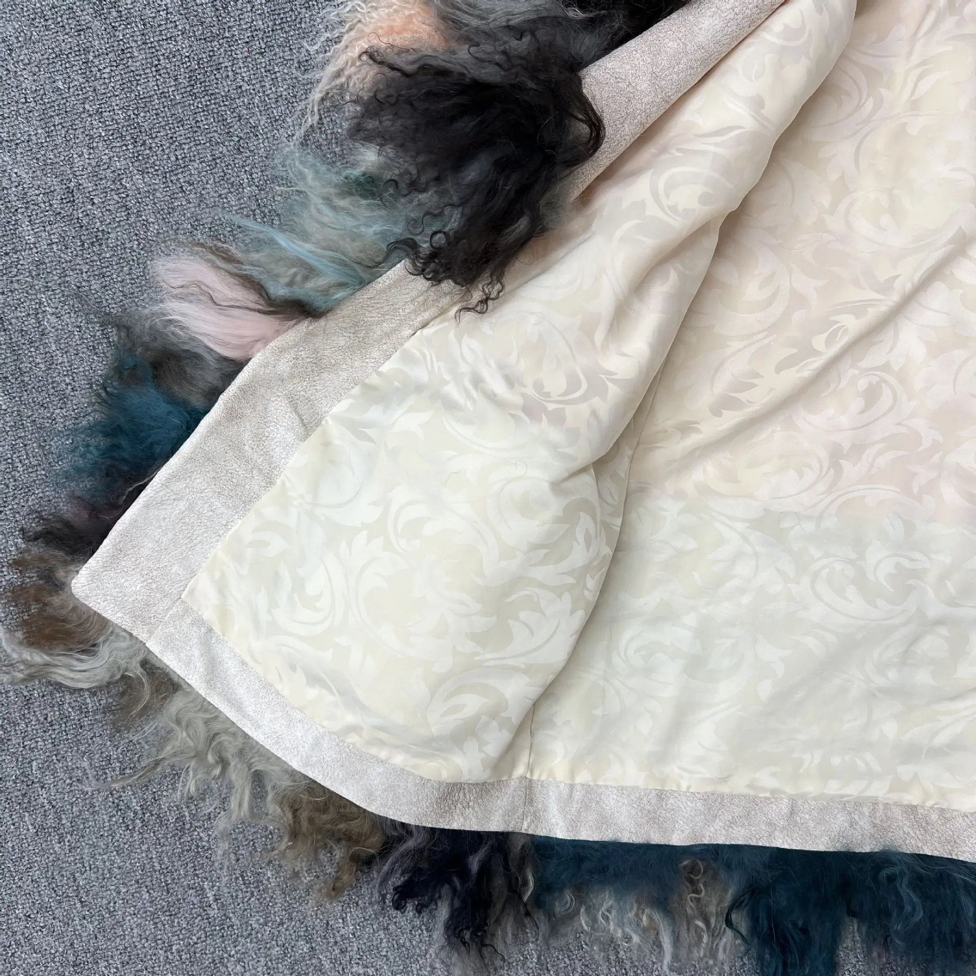 2025 outono inverno nova moda cor-bloco de comprimento médio falso pele de vison retalhos multicolorido engrossado quente elegante casaco de pele do falso