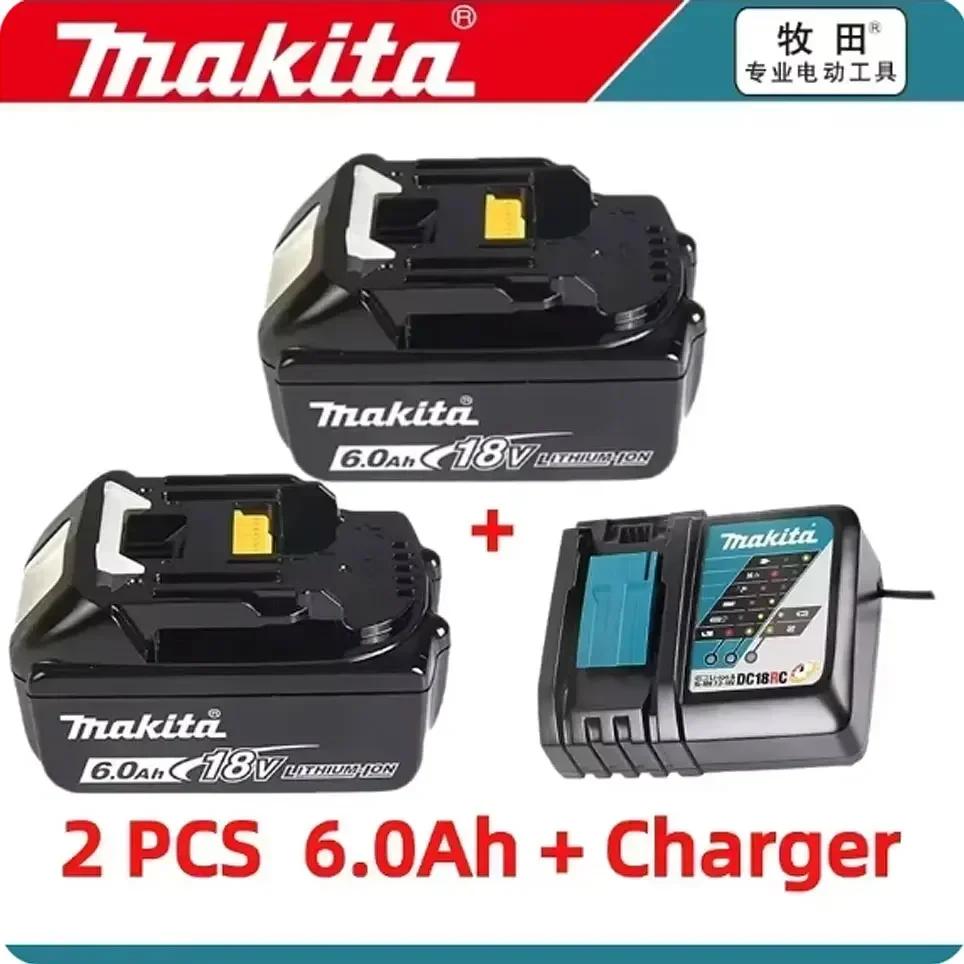 

Original Makita 18V 6A Rechargeable Power Tools Battery 18V makita with LED Li-ion Replacement LXT BL1860B BL1860 BL1850 Charger