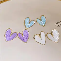 Dropping Oil Irregular Love Fashion Fresh Cream Light Luxury High Grade Design Sense Earstuds Fashion Women's Jewelry Gifts