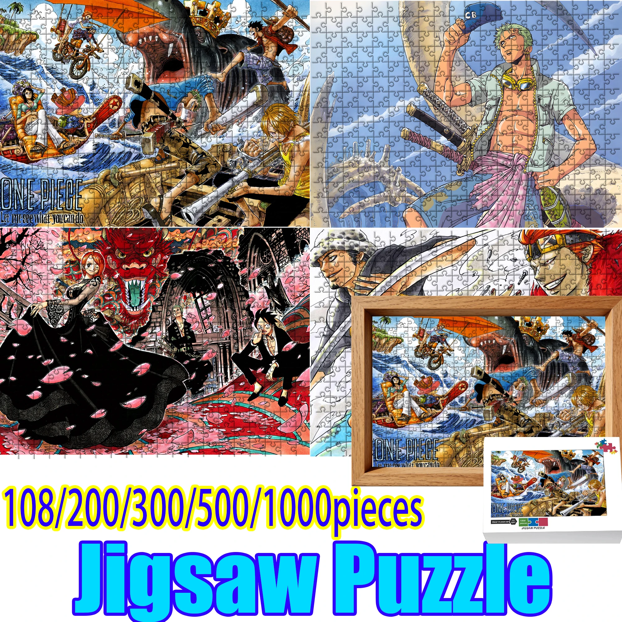 

Деревянный пазл по аниме One Piece, 108/200/300/500/1000 деталей, подарок для взрослых фанатов, снимающий стресс