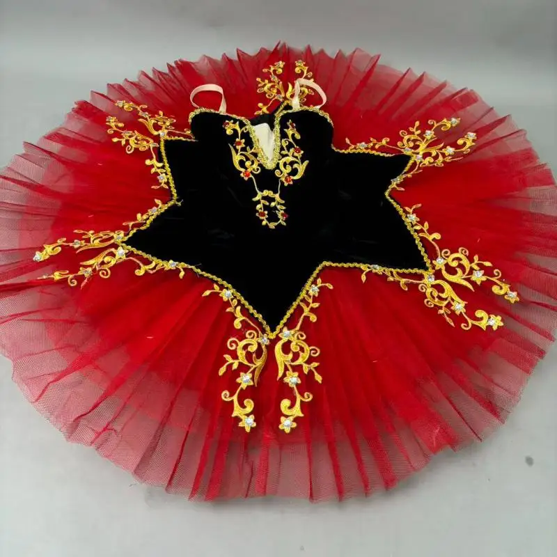 

Профессиональные балетные пачки для девочек, красные, черные испанские балетные юбки для взрослых и женщин, балетная одежда, танцевальные костюмы для Хэллоуина