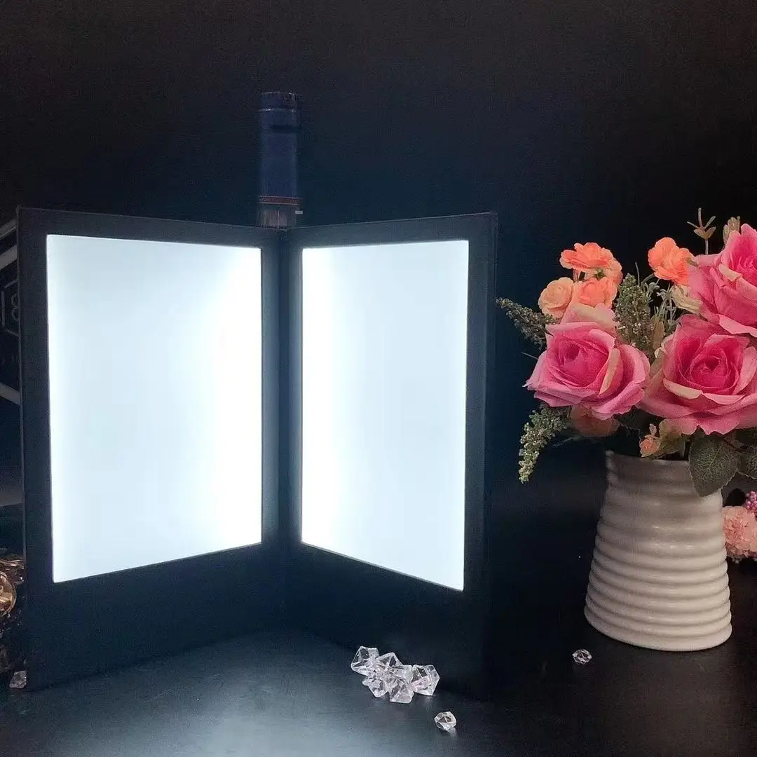 Rechargeable A4 LED Light Menu Book, Page Turning, Double Side, PU Leather Display, Night Club Restaurants,Beer,Bar Shop, Cafe