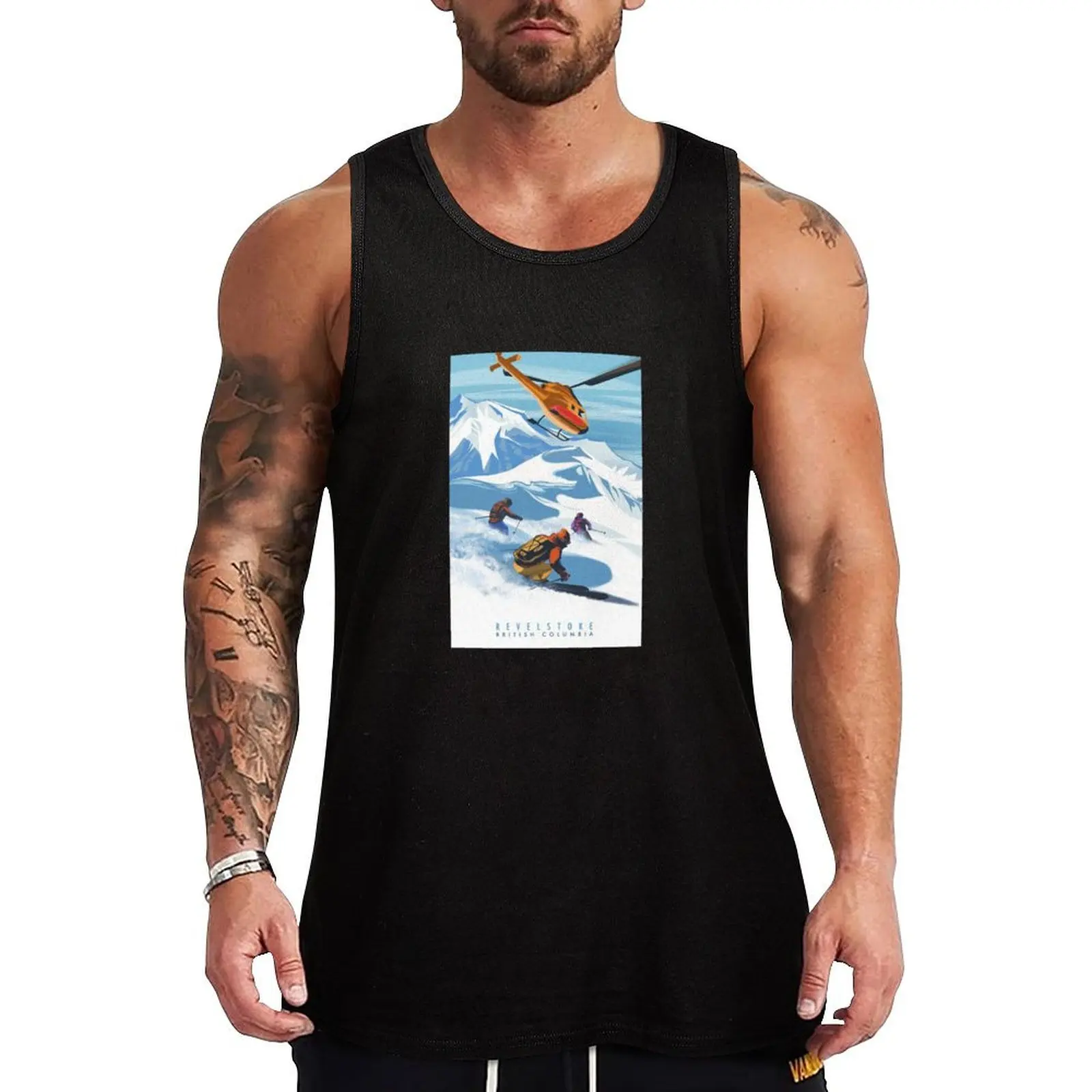 REVELSTOKE SKI Tank Top Men gym sportswear T-shirt for fitness