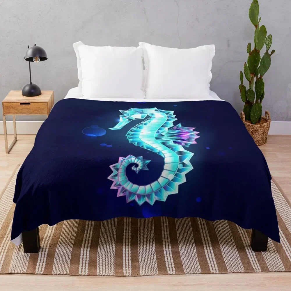 Ice Seahorse Throw Blanket Summer Beddings Flannel Fabric Hairys Blankets