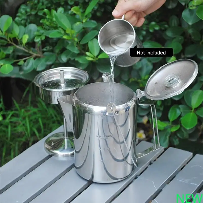 

9 Cup Stainless Steel Percolator with Clear Knob Corrosions Resistant Hinged Lid Coffee Maker Quick Heating Coffee Pot