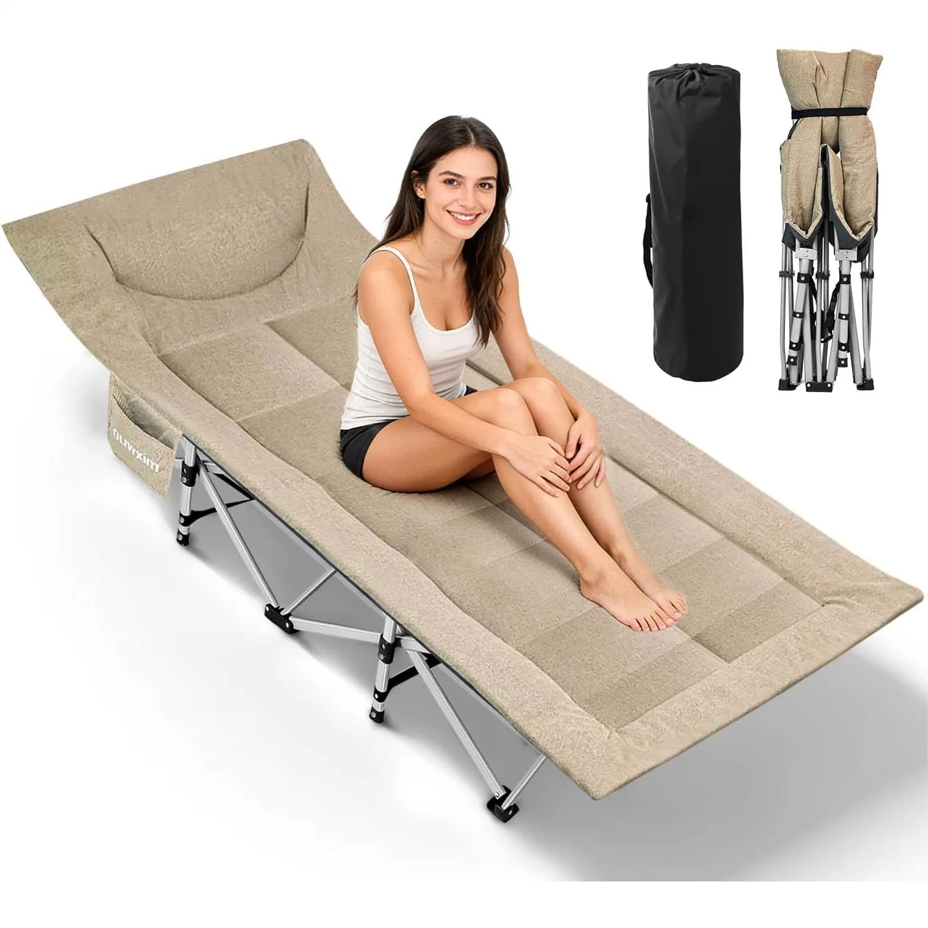 

Camping Cots for Adults with Pillow, Heavy Duty Folding Cot 450lbs, Compact Storage with Carry Bag for Outdoor Camping