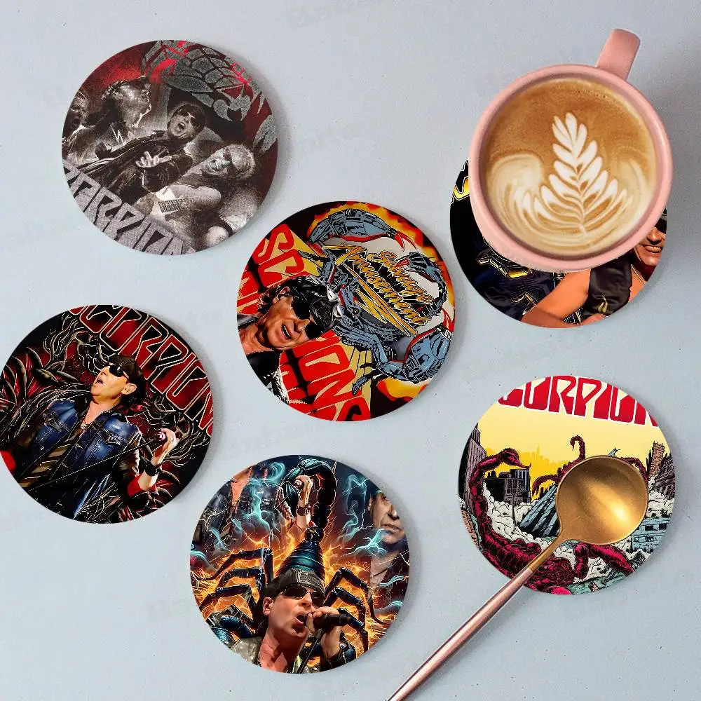 rock band S-Scorpions heavy metal style Coaster Wooden Drink Tray Suitable for Restaurants and Coffee Shops Easy To Wash