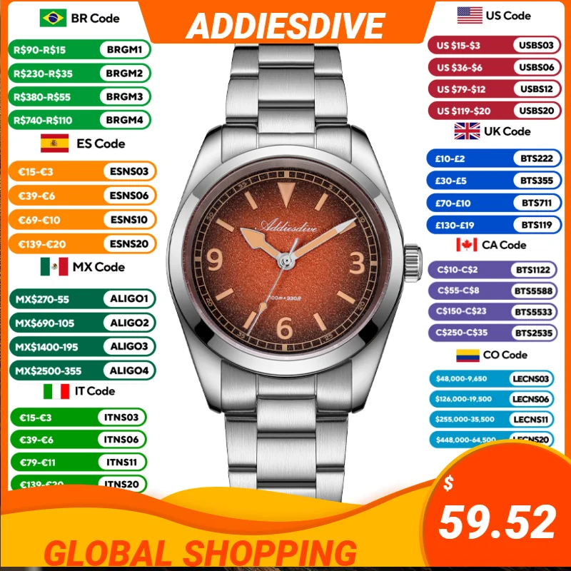 Luxury Watch It - ADDIESDIVE Jam Tangan Kuarsa Penyelam Pria