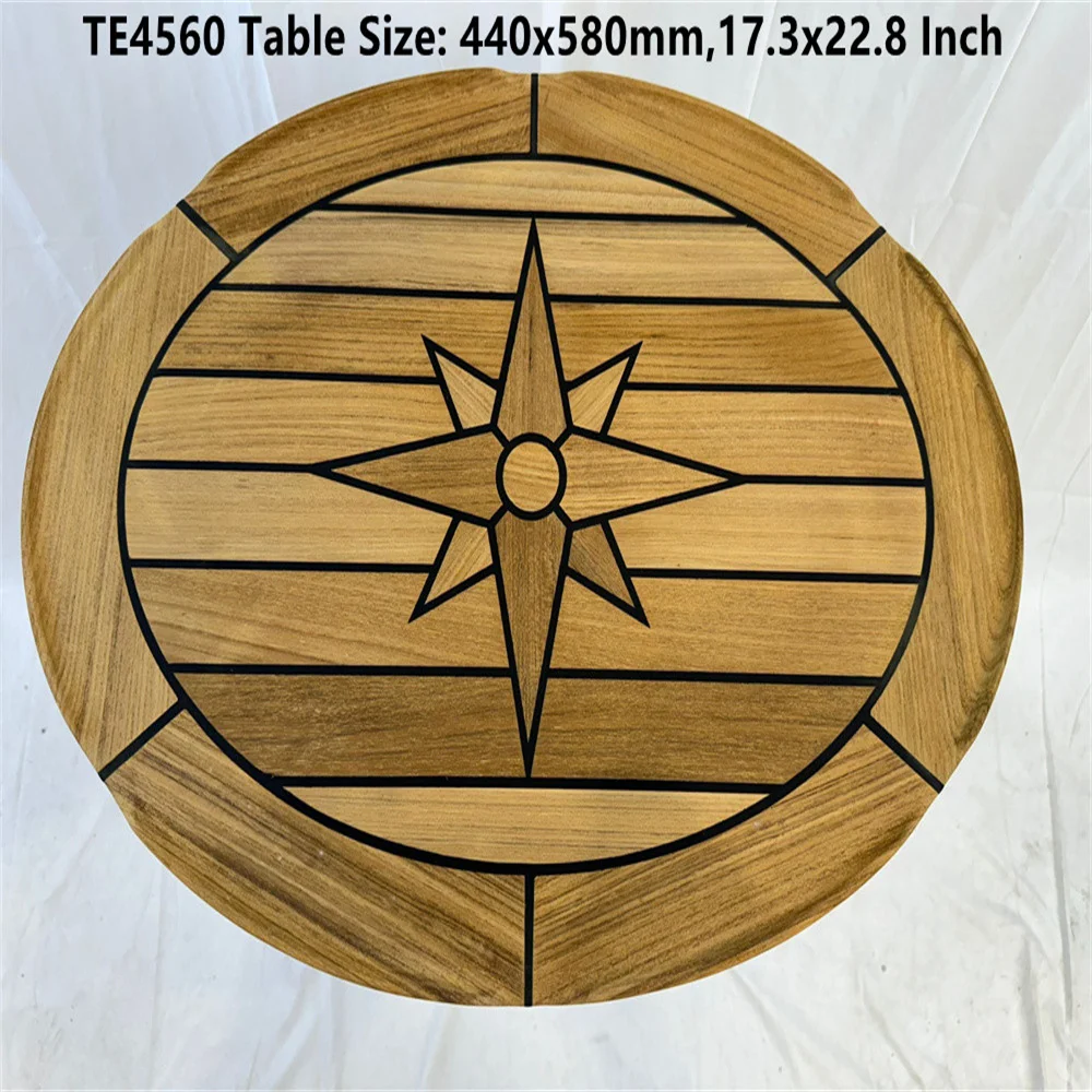 

Oval Shape Teak Table Top 440x580/600x800mm,17.3x22.8/23.6x31.5 Inch Ellipse Star Inlay Marine Yacht RV