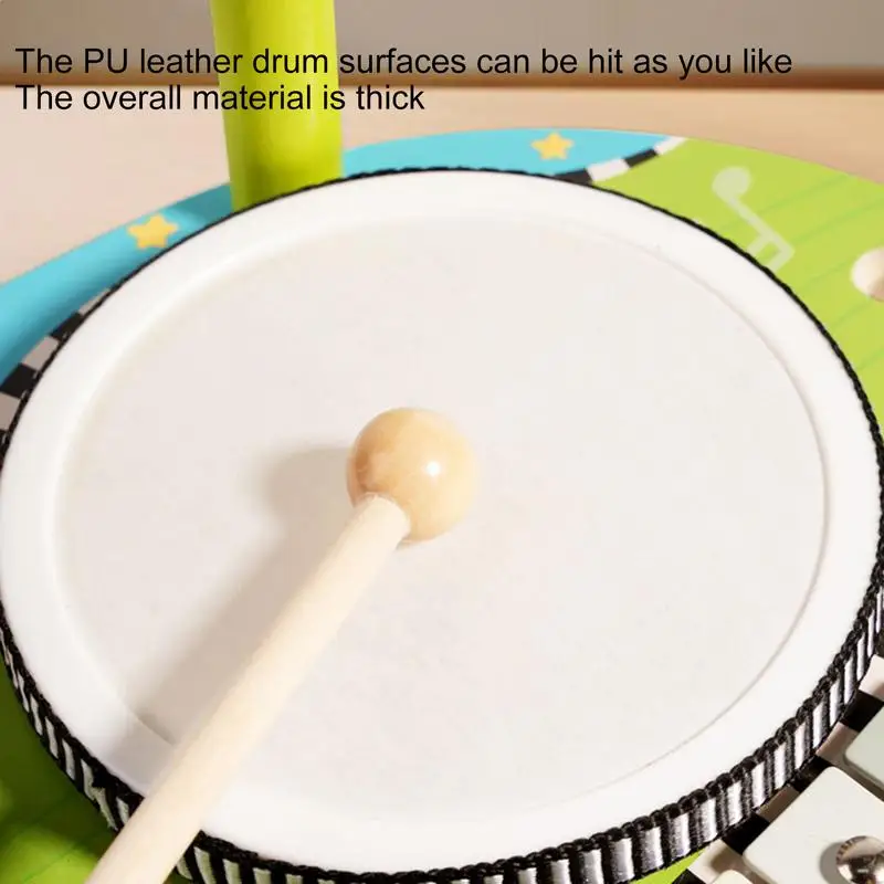 Toddler Musical Instruments Babies Drum Set Wooden Educational Music Toys Toddler Music Toys Multifunctional Kids Drum Sets For