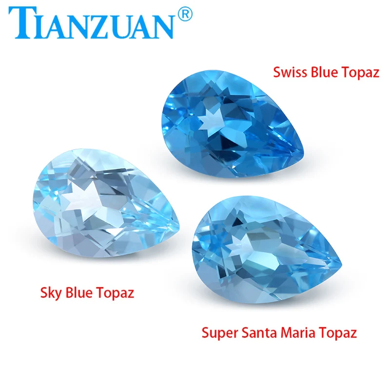 Natural Topaz Pear Shape Natural Cut Sky Blue Topaz Swiss Blue Topaz Super Santa Maria Topaz Loose Stone Jewelry Making