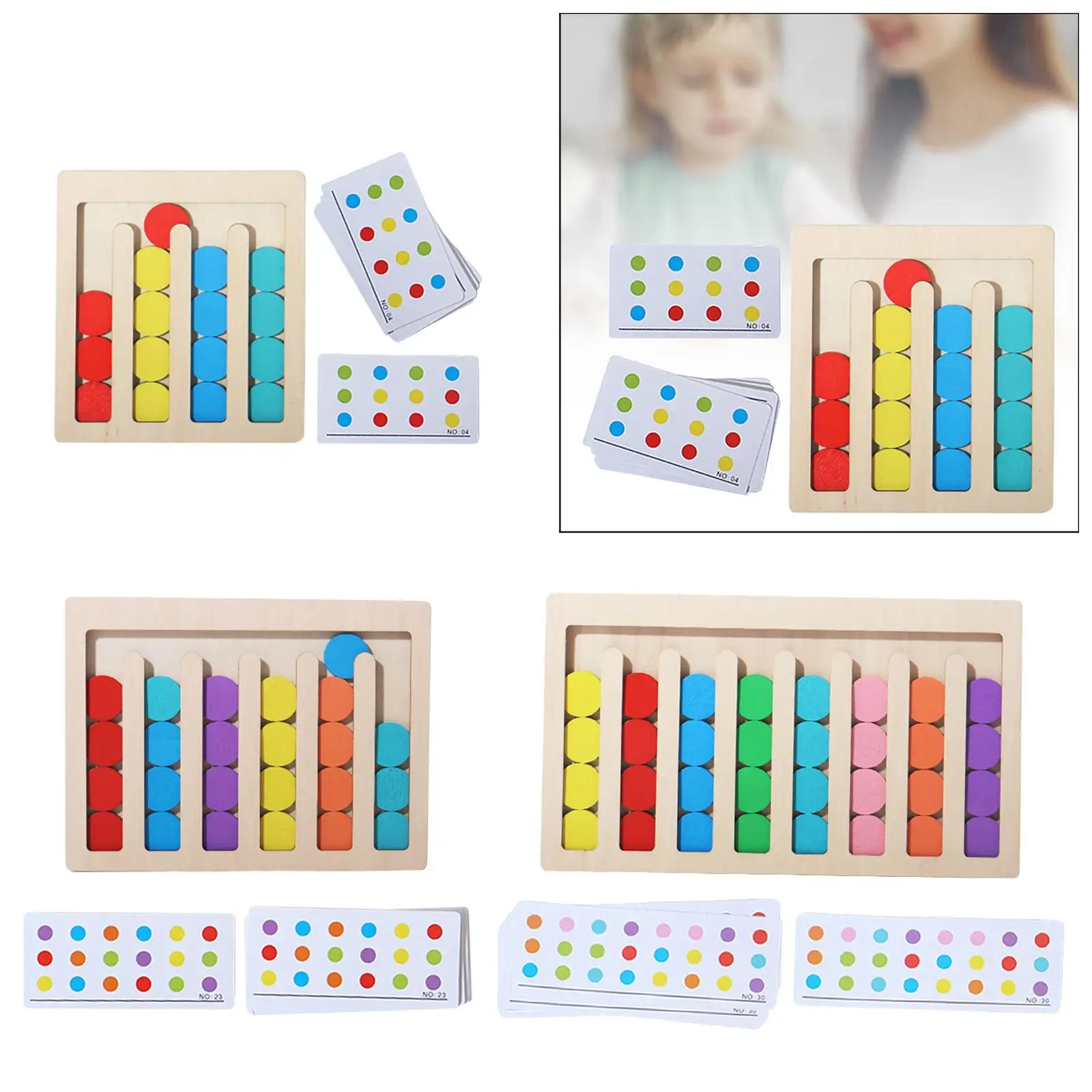 Jouets en Bois Montessori, Puzzle Coulissant, Documents Assortis aux Formes