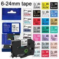27 Colors 6/9/12/18/24mm for Brother Tape 12mm Compatible tze Label Tape tze231 251 for Ptouch PTH110 H107 P710BT H105 E550W Lab