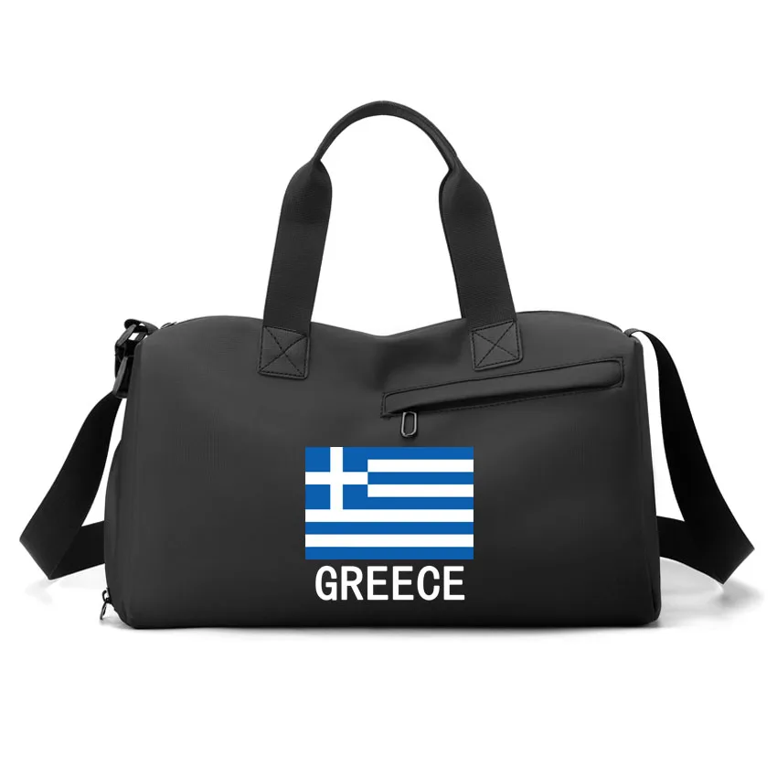 

Fitness Bag Shoulder Messenger Bag Wet Dry Separation Men Fitness Sports Bag Greece Flag Printed Women Hand-held Gym Bags PU