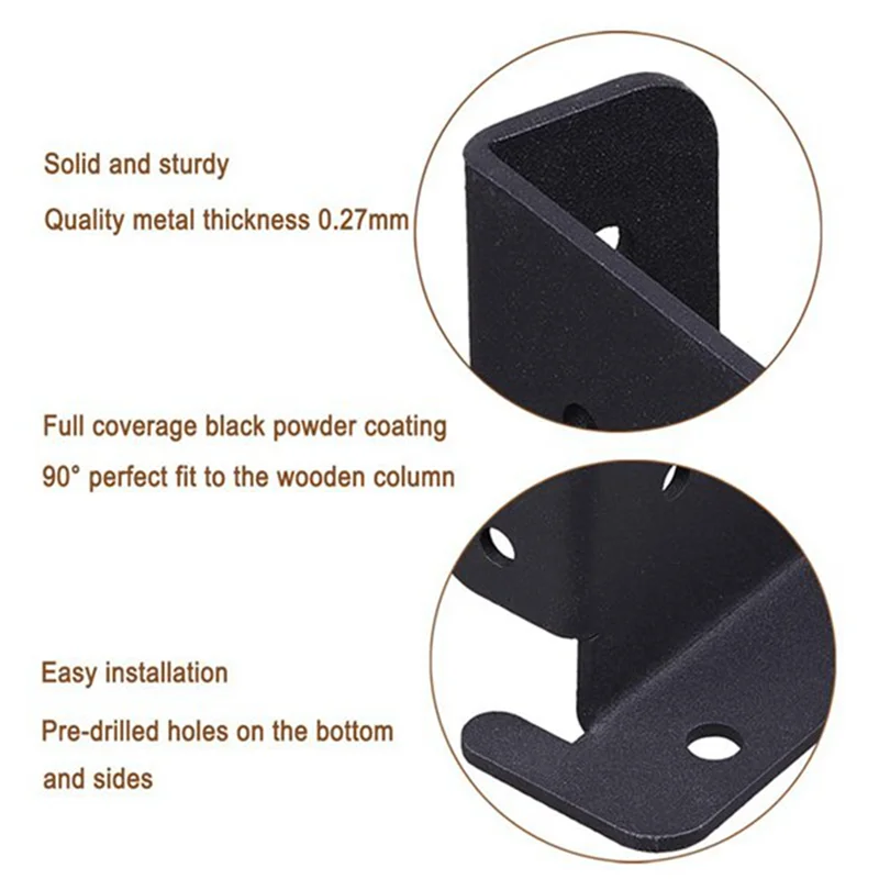 

ZZ-4Pcs Adjustable Wood Fence Pergola Post Base Brackets Kit Heavy Duty Post Anchor Base Brackets For Deck Railing Mailbox Durab