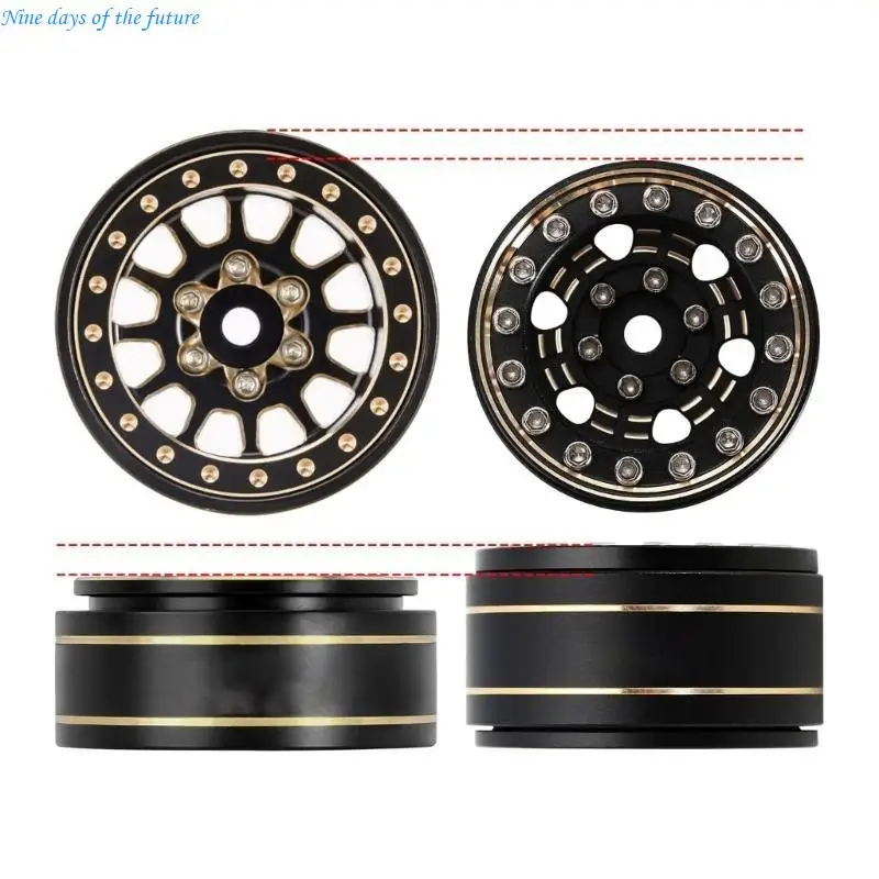 

Fit for 1/18 TRX4M 1/24 SCX24 RC Crawler Brass Beadlock Rims Black E65A