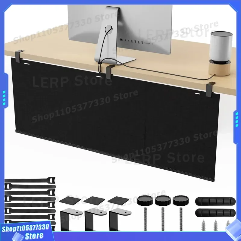 Modern Adjustable Office Glass Partition Non Drilling Desk Cable Management Privacy Screen for Workspace Organization and