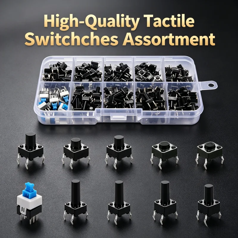 10 Types 180Pcs Tact Push Button Switch Assortment Kit 6×6mm 7×7mm Through Hole Micro Momentary Touch Switch for Electronic DIY