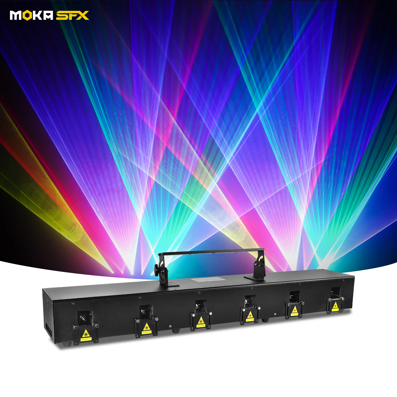 

MOKA лазерный 6-глазный полноцветный RGB Лазерный свет 12 Вт IP61 сотни анимаций DMX лазерный свет профессиональный для ночного клуба