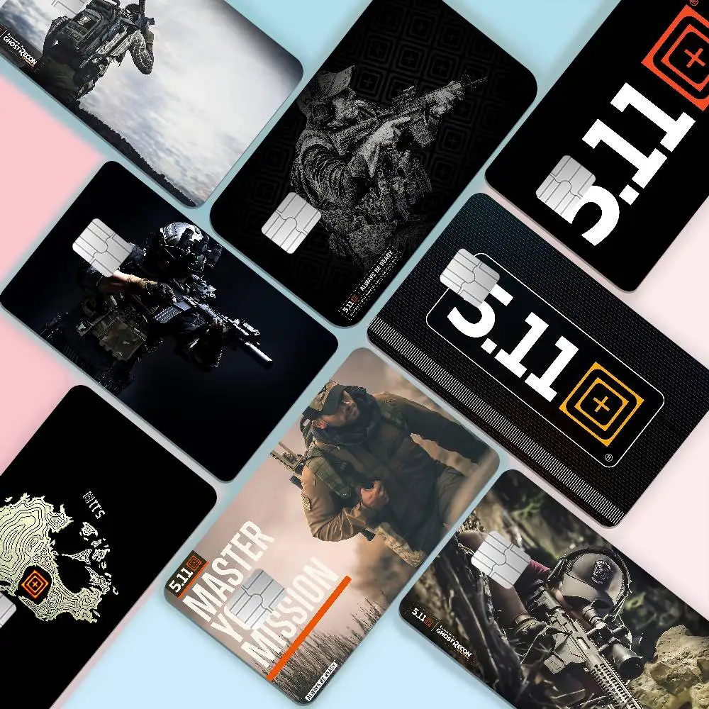 Fashion Brand 5-11 T-Tactical Credit Card Skin Stickers for VISA Bank Card Transportation Card Waterproof Sticker Anti-scratch