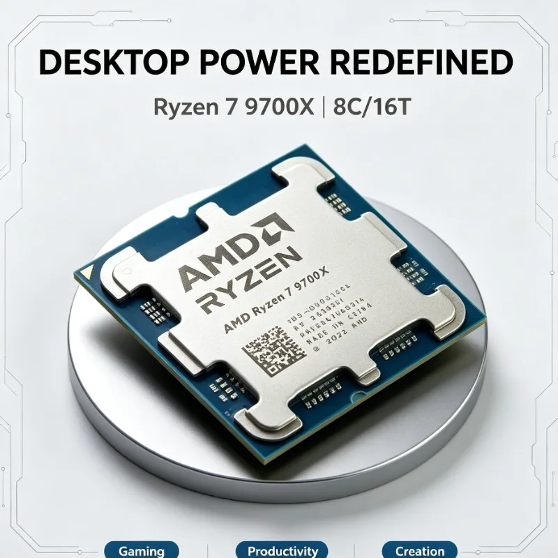 DDR5 AM5 Desktop Processor 8C16T Ryzen 7 9700X 3.8GHz 32MB L3 Cache 65W No Cooler