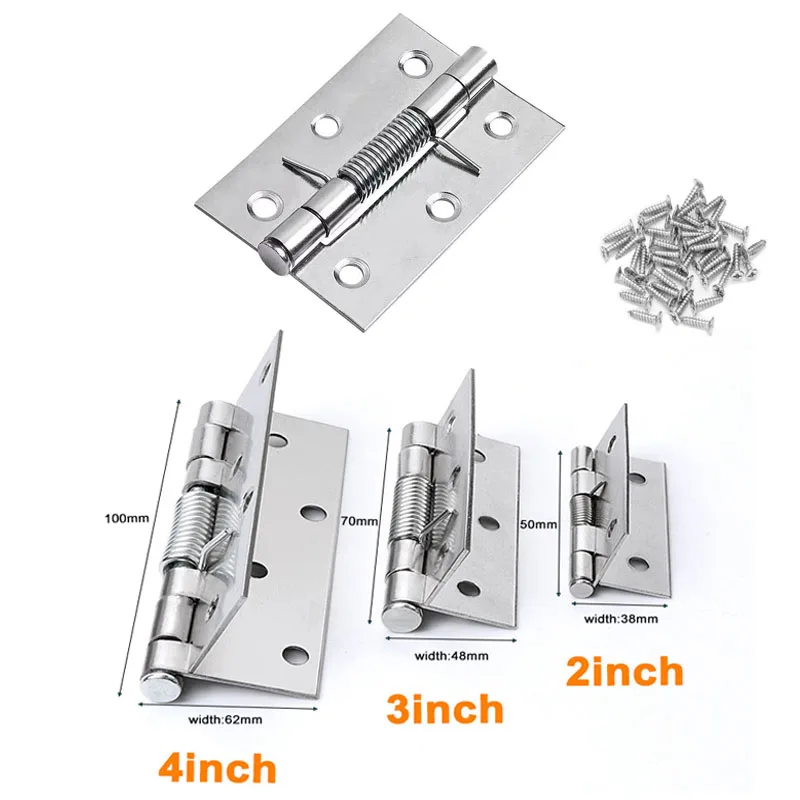 

2inch 3inch 4inch Self Closing Spring Loaded Hinge with Screws Stainless Steel Automatic Rebound Hinge for Cabinets Door 6/10pcs