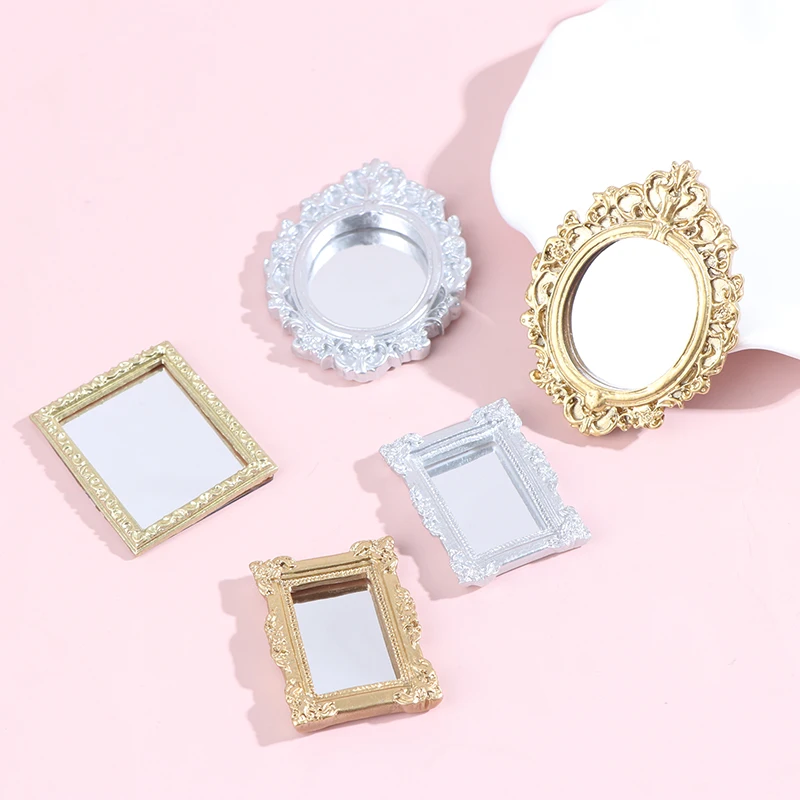 1 PC 1/12 Dollhouse Frame Accessories Furniture Miniature Mirror Wall Room Mirror Home Decor