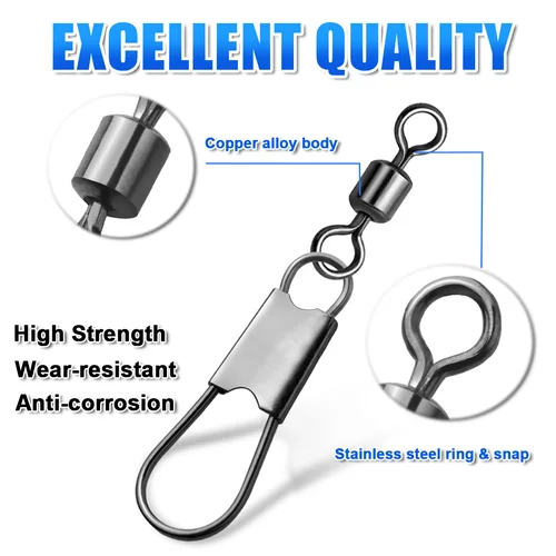 Imagen 2 del producto FishTrip-barril giratorio de pesca con enclavamiento, Clip de pesca de cambio rápido de acero inoxidable con giratorio