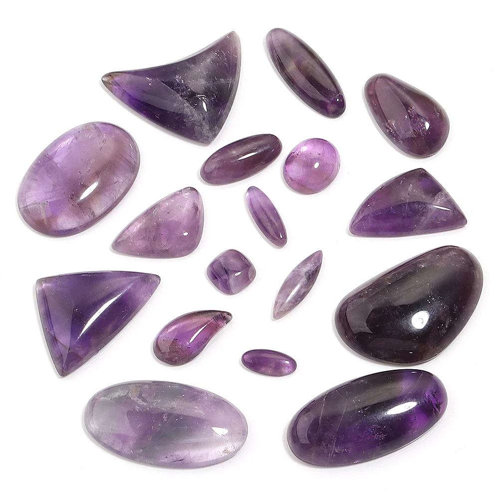 

5 шт./лот, нерегулярные фиолетовые хрустальные бусины-кабошоны, аметистовые бусины из натурального камня, бусины с плоской задней частью для изготовления ювелирных изделий, аксессуары «сделай сам»