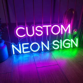 Letrero de neón personalizado con texto personalizado, nombres de logotipo, letreros de neón LED personalizados, decoración de luz de pared para fiesta de cumpleaños, boda, Bar y café