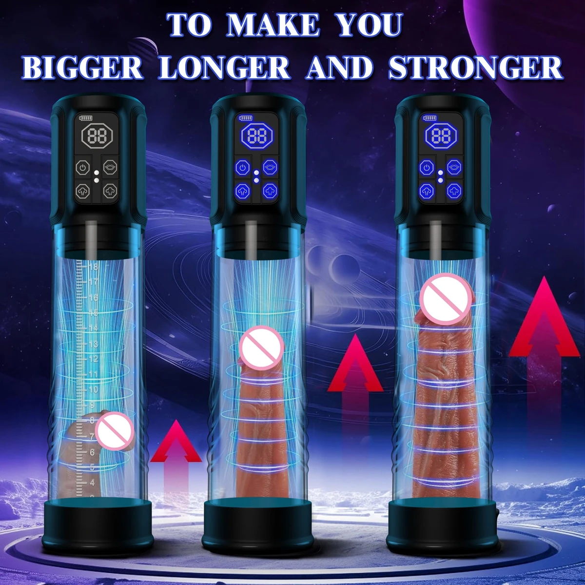 IPX5 مضخة القضيب المقاومة للماء مضخة تفريغ كهربائية ممتازة لتكبير متعة الرجال والصحة الحميمة مع 7 شفط وزارة الدفاع 18