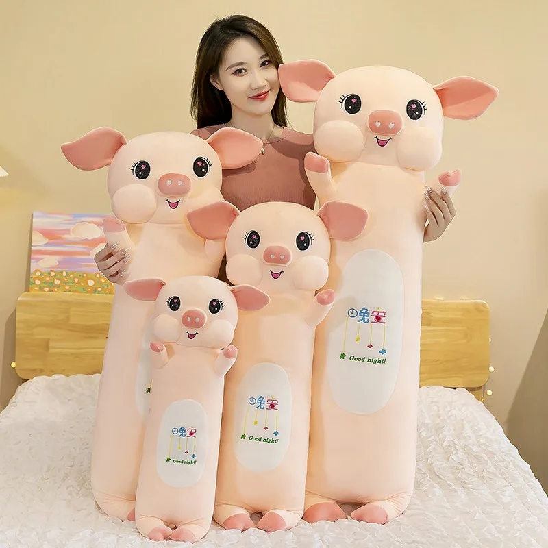 

Kawaii Plush Pig Stuffed Doll Long Pillow Cuddly Toy for Kids Birthday Gift Cute Childrens Bedroom Companion Soft Filled Animal