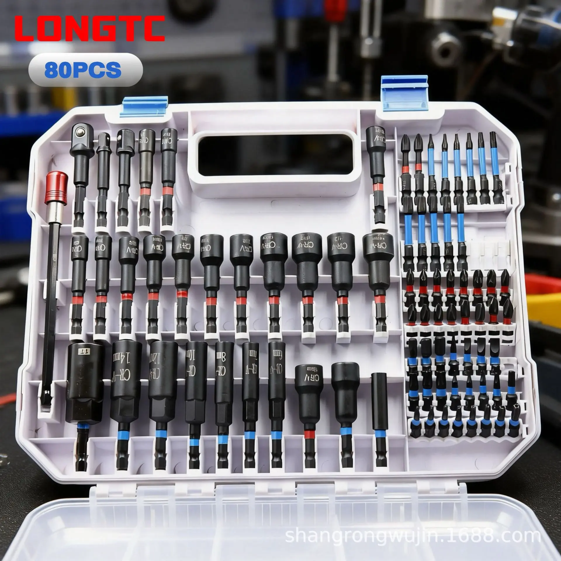 80 Piece Screwdriver Bit and Socket Set Cross Hex and Torx Bits 25mm to 80mm Lengths 1/4 Inch Drive Adapter for Electric
