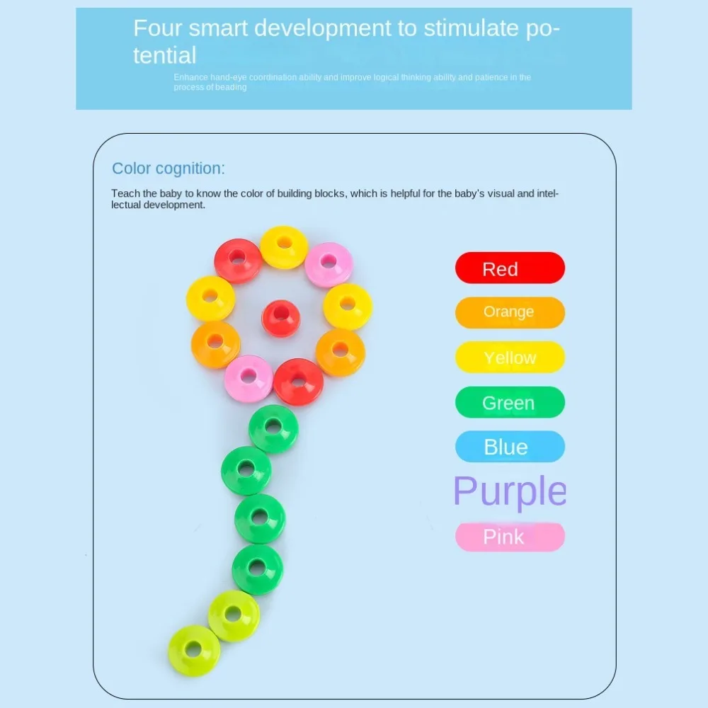 Stringing Toy Montessori Kids Primary Lacing Beads Training Toys Plastic Lacing Beads Toy Crafts Star Rainbow Lacing Beads Toys