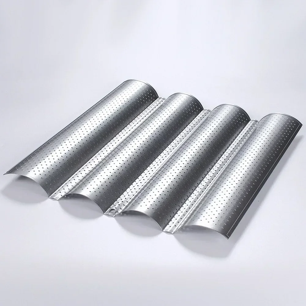 Baking Tray Wave Baguette Mould  Long Stick Non-toxic Baking Dishes Pastry Tray Oven Rolling French Bread Stick Baking Pan 5