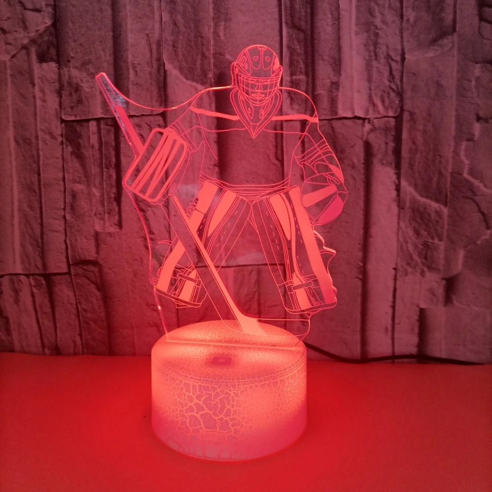 Ice Hockey Night Light 3D Illusion Lamp for Boys Room Decor  USB Color Changing Desk Lamps for Kids Sport Fans Birthday Gifts