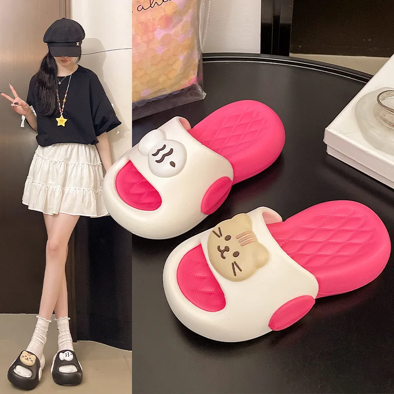 Summer Platform Slippers Women Home Animal Cartoon Cat Luxury Designer Woman Shoes Flats House Slides Outdoor Beach Soft Sole - view 5